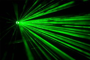 Abstract green laser beam